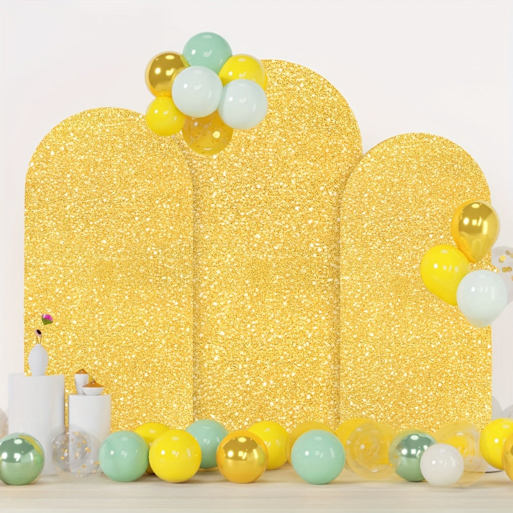 Three-Size Wedding Arch Cover Set for 4, 5 and 6-Foot Frames in Nine Metallic Sequin Color Options
