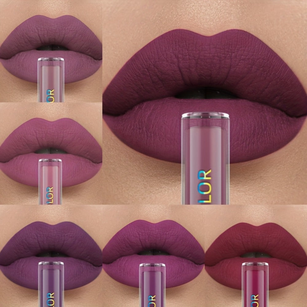Matte Liquid Lipstick Set 6pcs Lip Glaze Long-Lasting Non-Sticky Non-Drying Colorfast Velvet Finish with Natural Scent Defines Lip Contour All-Day Wear Everyday Makeup Gift Set for Women