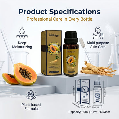 Papaya and Ginseng Body Oil Blend in a Compact 30ml Amber Dropper Bottle with Presentation Box