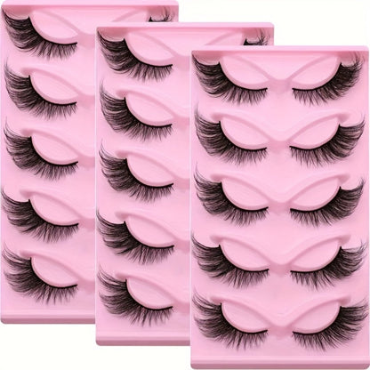 Cat-Eye False Eyelashes Bulk Bundle with Six Packs of 30 Pairs in Stacked Pink Storage Trays