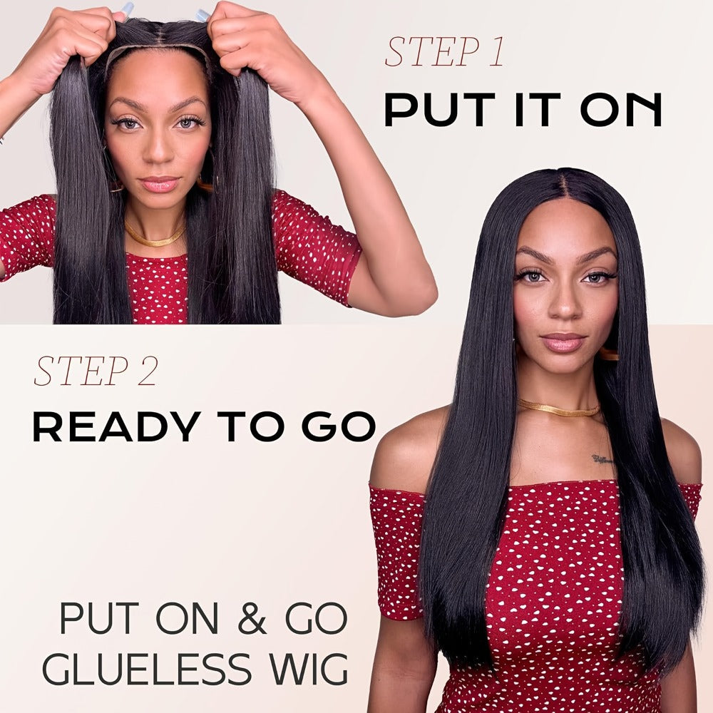 6x4.5 HD Lace Straight Human Hair Wig in Natural Black with Seven Lengths from 22 to 36 Inches