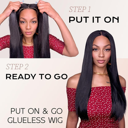 6x4.5 HD Lace Straight Human Hair Wig in Natural Black with Seven Lengths from 22 to 36 Inches
