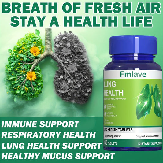 Herbal Lung Cleanse Supplement 60 Tablets — Respiratory Health Support, Breathing Comfort, Mucus Clearance & Immune Boost | Natural Lung Detox for Women & Men | 36g Herbal Extract Blend