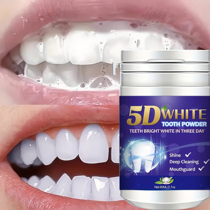 Baking Soda Tooth Powder with Honeysuckle & Mint Extract — Natural Teeth Whitening, Stain Removal & Long-Lasting Fresh Breath, Antibacterial Daily Dental Powder, 80ml Compact for Home & Travel