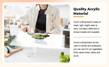 Acrylic Cutting Board Large Anti-Slip 17x23 Inch – Clear & Black Countertop Protector for Kitchen & Restaurant – Food Safe Non-Slip Chopping Board for Fruit, Meat & Meal Prep