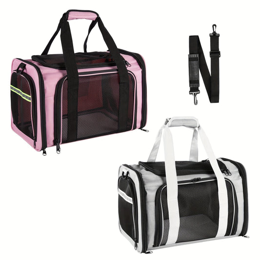 Airline Approved Pet Carrier Soft Sided – TSA Compliant, Collapsible Travel Bag for Small Medium Cats & Dogs Under 15 lbs, Breathable Mesh, Foldable Design