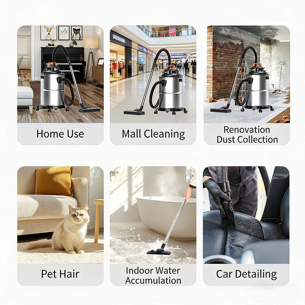 Wet Dry Vacuum Cleaner High-Power Bucket Type 5.28 to 6.6 Gallon Super Suction for Car and Home Dual-Use Cartridge Filter 40dB Quiet Motor Large Capacity Upgraded Deluxe Edition with Accessories