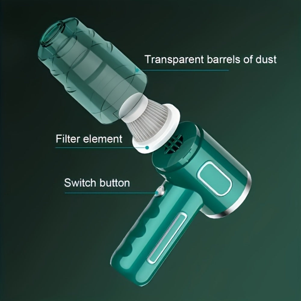 Handheld Vacuum Cleaner with 3KPa Suction, USB Charging, Long Reach Tube, Brush Head and Spare Filter