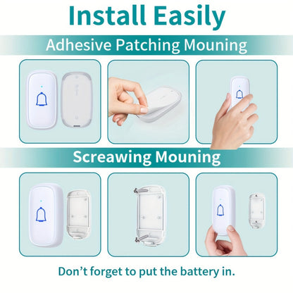 Long Range Doorbell Kit 1000ft - 115dB Loud Wireless Chime, 56 Melodies, 7 Volume Levels, Mute Mode, Battery Operated, 1 Button + 2 Plug-In Receivers, for Home Office Garage Elderly