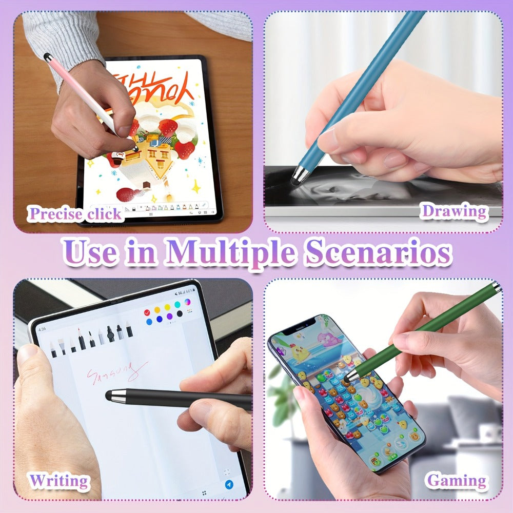 10-Piece Dual-Tip Stylus Pen Set for Capacitive Touchscreens in Three Color Assortments with Passive Design