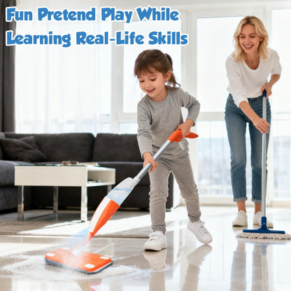 Children's Spray Mop Cleaning Toy Set with Water Sprayer & Washable Pad – Real Work Pretend Play Housekeeping Kit for Toddlers Girls Boys Ages 3 4 5 6 7 | Best Christmas Birthday Gift