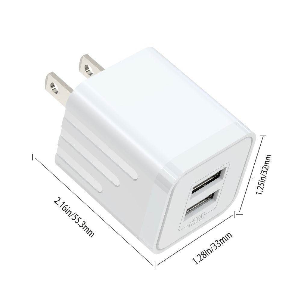 Dual Port USB Wall Charger 2.1A – JOZASHON 5V Cube Power Adapter Charging Block Brick for iPhone 16 15 14 13 12 11 Pro Max SE XS XR X 8 7 6 Plus, Samsung Galaxy, Android Phones (3-8 Pack)