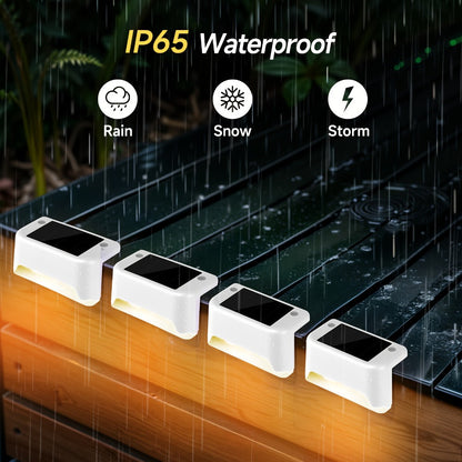Solar Step Lights IP65 Waterproof – LED Deck Lights for Outdoor Stairs, Fence & Pathway, Auto On/Off Dusk to Dawn, 12-Hour Night Lighting for Garden, Patio, Driveway & Commercial Spaces