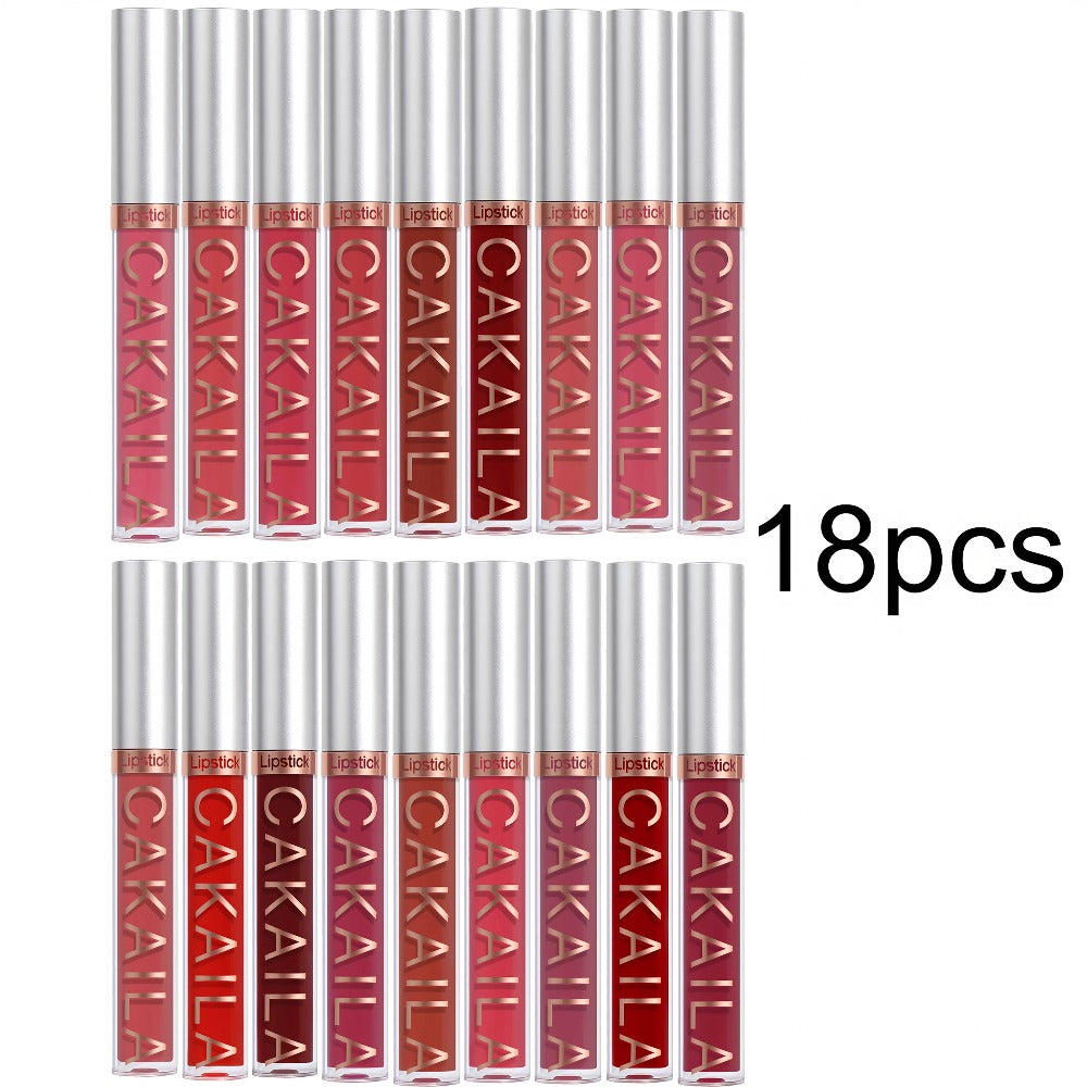 18-Piece Matte Lipstick Set for Women — Long-Wearing Smudge-Proof Moisturizing Liquid Formula, Smooth Creamy Velvety Finish, All-Day Comfortable Wear, Multi-Shade Lip Color Collection Gift
