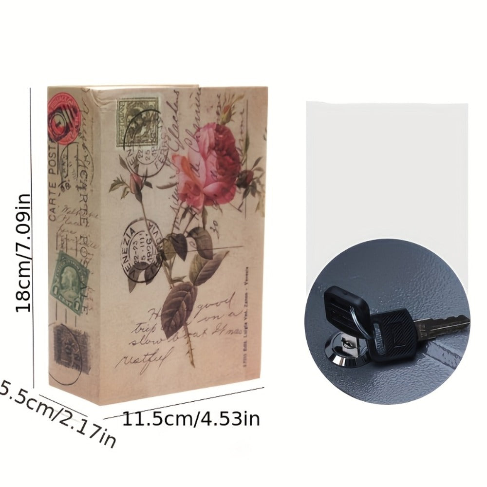 Book Safe Storage Organizer with Key Lock and Butterfly or Rose Cover for Money and Jewelry