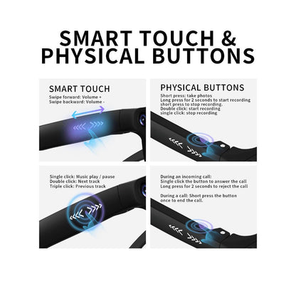 AI Smart Glasses HD Video Recording 8MP Camera - AI Object Recognition, Real-Time Translation, Touch Control, Bluetooth Calls & Music, Wearable Tech for Travel Outdoor 2026