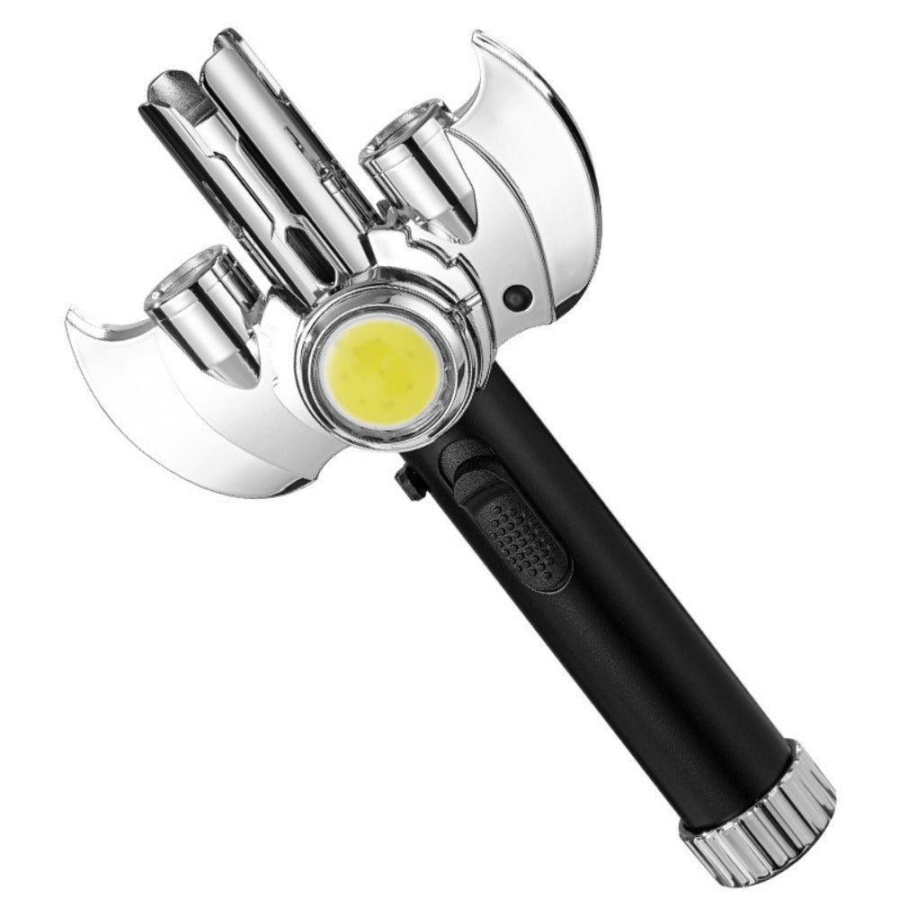 Multi-Nozzle Metal Torch Lighter with COB Auxiliary Light and Black or Silver-Tone Finish Options