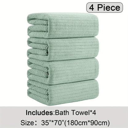 Bath Towels Set 4 Pack 35x70 Inch Oversized Extra Large - Microfiber Super Absorbent Quick Dry XL Bath Sheet Soft Bathroom Towels | 13 Colors | Family Hotel Spa Shower Towel Set Coastal Style