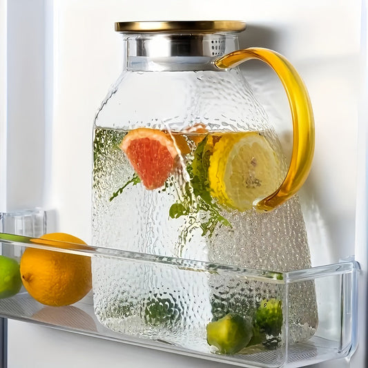 Glass Water Bottle Kettle Set – Heat-Resistant Large Capacity Fridge Door Storage with Cleaning Brush & Long Spoon – Perfect for Iced Tea, Cold Brew Coffee, Juice & Infused Water