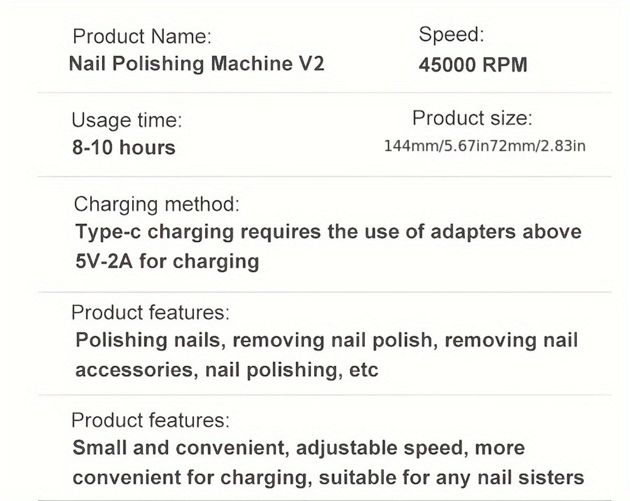 Electric Nail Drill 45000 RPM Cordless Kit with Power Display, Adjustable Speed and Three Colors