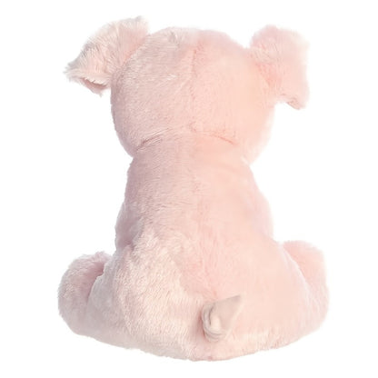 Stuffed Animal Pink Pig with Big Eyes, Curled Tail and Pillow-Style Body for Nursery or Sofa Decor