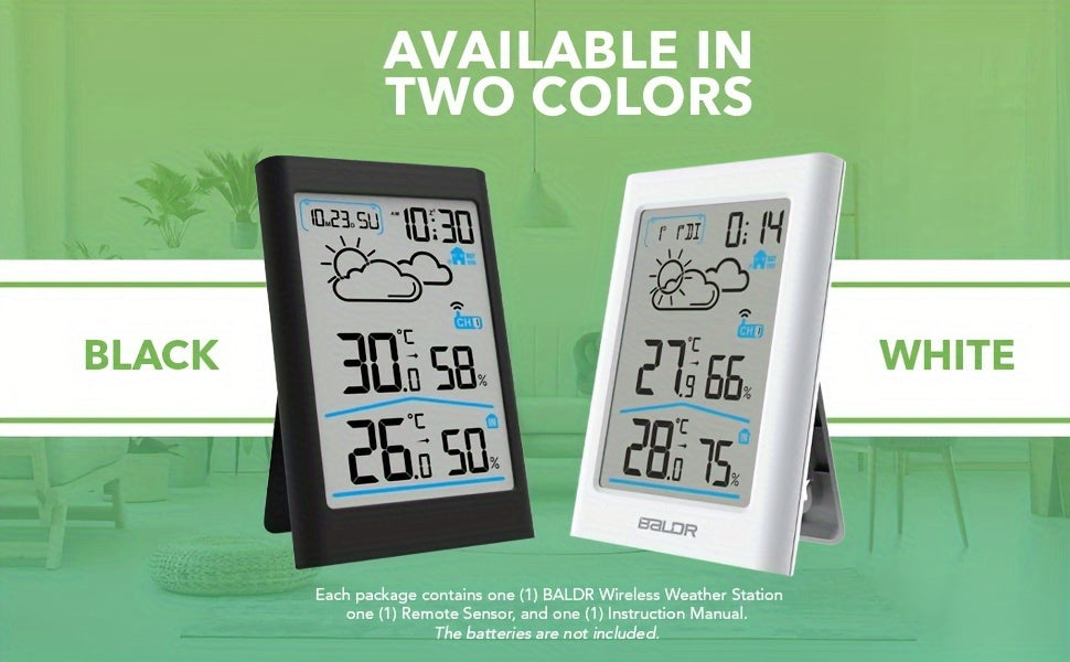 Wireless Home Weather Station with Indoor Outdoor Temperature, Humidity, Forecast and Alarm Clock