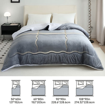 Moire Pattern Flannel Blanket – 200-250gsm Thick Plush Reversible Throw for Sofa & Bed, Soft Cozy Microfiber, 5 Colors, 4 Sizes