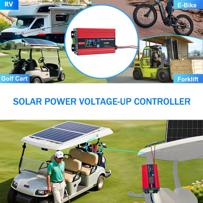 30A MPPT Solar Boost Charge Controller 1200W – DC-DC Step-Up Solar Panel Regulator for Lead-Acid, Gel & Lithium Batteries, Compatible with Golf Cart, E-Bike, Electric Scooter & Off-Grid Systems