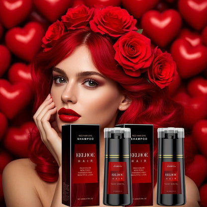 Hair Dye Shampoo, EELHOE Red Two-Pack with Two 200ml Pump Bottles for At-Home Color Application