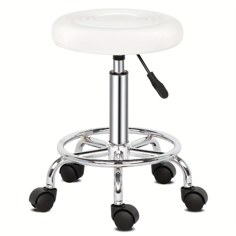 Round Padded Swivel Bar Stool 360° with Chrome Base - Adjustable Height Salon Kitchen Counter Stool for Nail