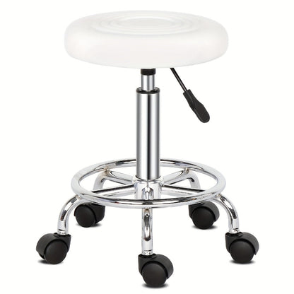 Round Padded Swivel Bar Stool 360° with Chrome Base - Adjustable Height Salon Kitchen Counter Stool for Nail