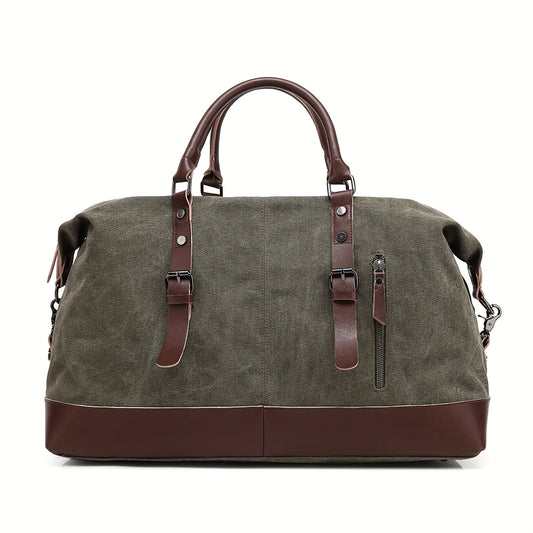 Canvas Weekender Bag Large Capacity Travel Duffel Overnight Bag Zipper Canvas Holdall Tote Satchel Handbag for Men Women Black Navy Army Green Coffee Grey