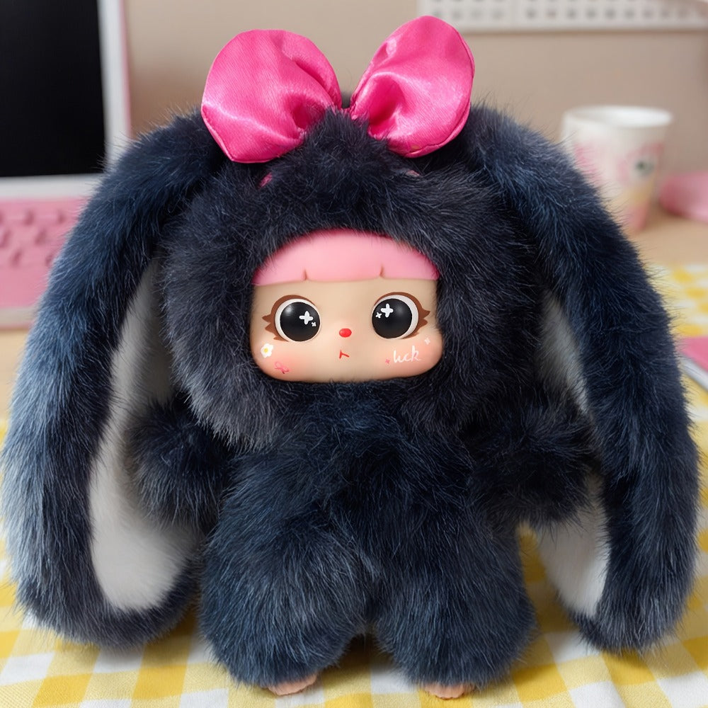 Plush Toy – Kawaii Rabbit with Detachable Face Panel and Assorted Character Styling for Display