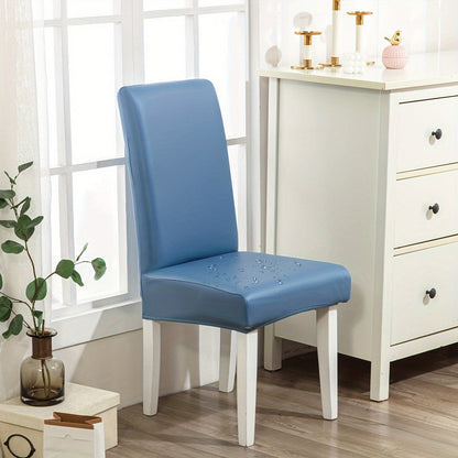 Chair Cover Set of 4 or 6 Stretch PU Leather Dining Slipcovers in Nine Available Color Choices