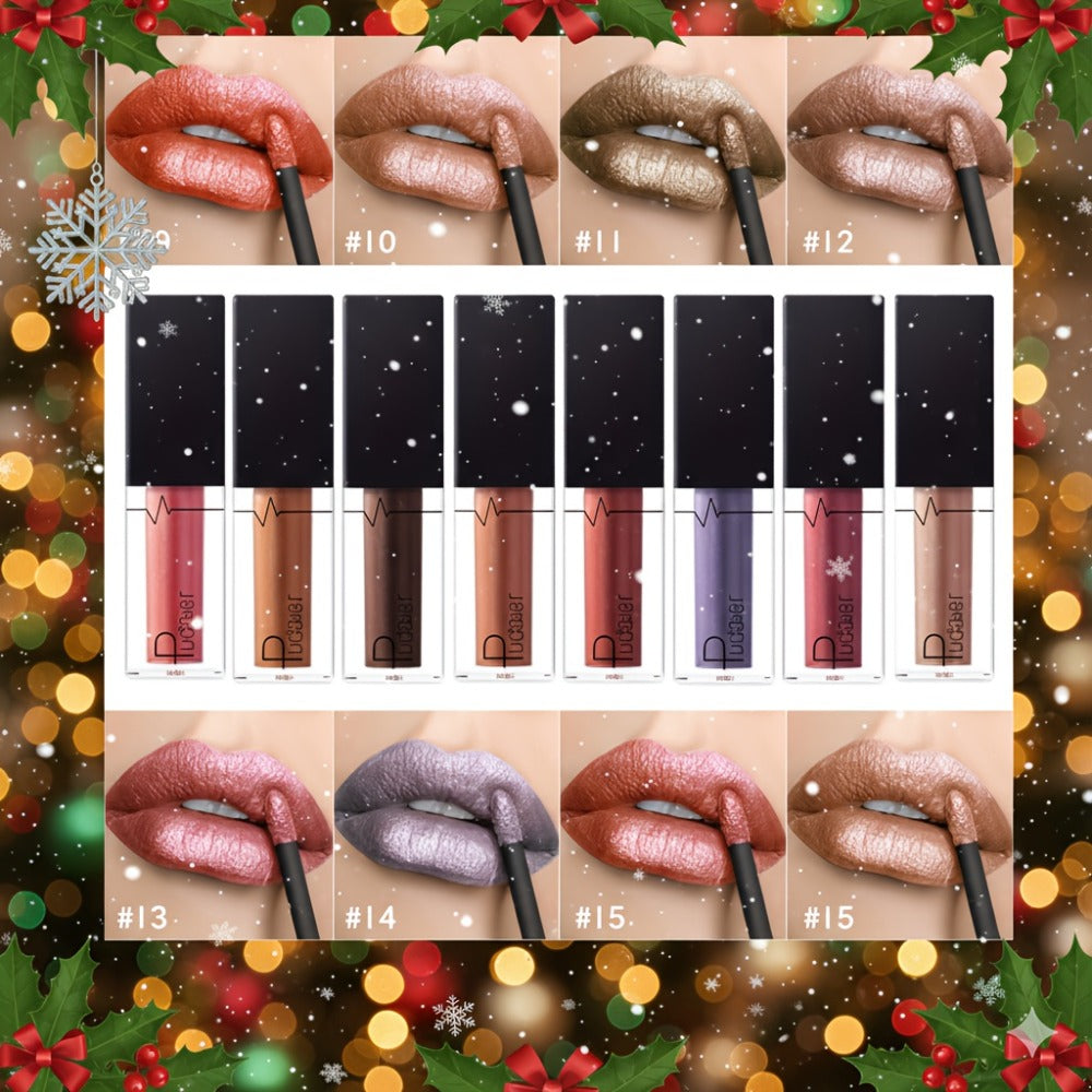 Metallic Shimmer Lip Gloss with Wand Applicator and Eleven Numbered Shade Options from 13 to 24