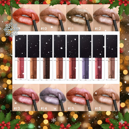 Metallic Shimmer Lip Gloss with Wand Applicator and Eleven Numbered Shade Options from 13 to 24