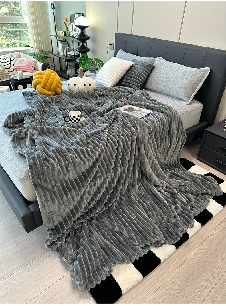 Channel-Textured Throw Blanket in Seven Colors and Four Displayed Size Options from 50 x 60 to 108 x 90 Inches