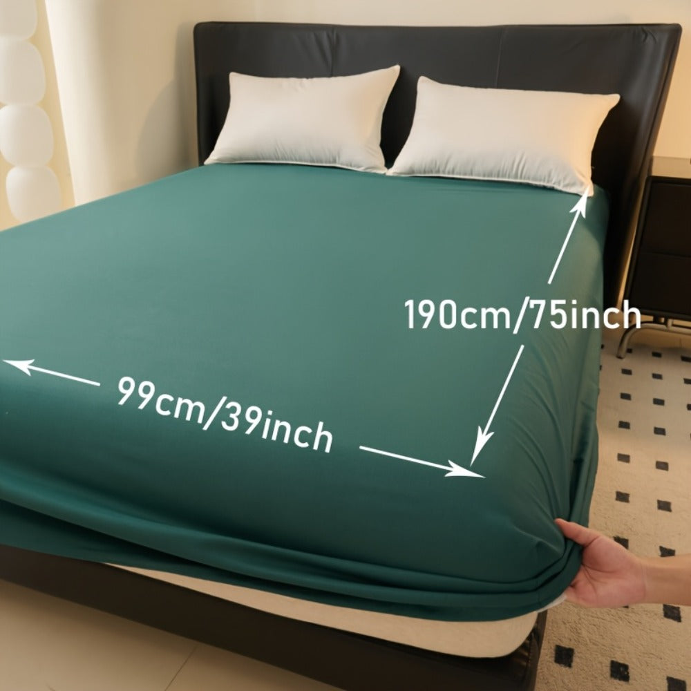 Waterproof Solid-Color Fitted Sheet with 11.8-Inch Pocket, Six Colors and Twin to King Sizes