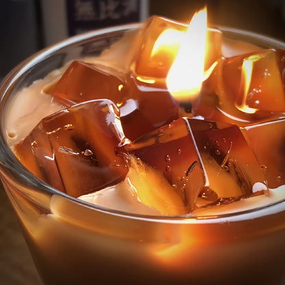 200g Iced Coffee Cup Candle with Clear Glass, Cube Details, Single Wick and Presentation Box