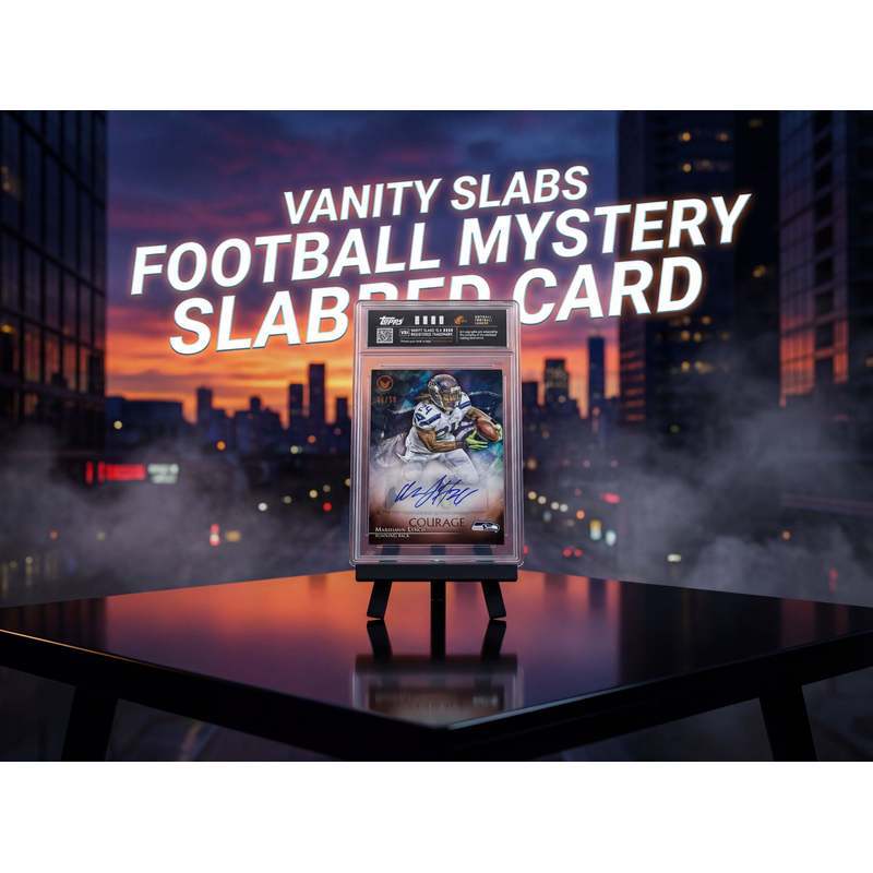 Sports Trading Cards, Football Vanity Slab with Red Label or Two-Slab Options for Display Collections