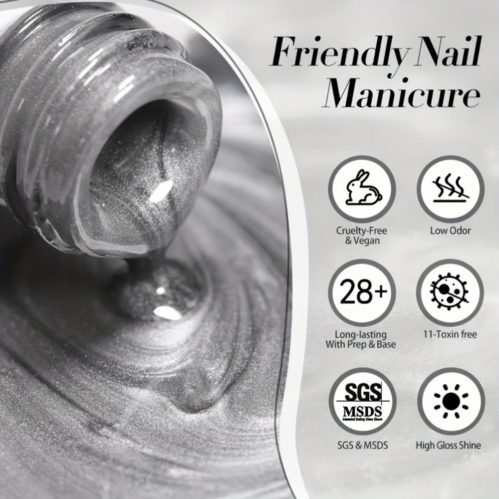 10ml BORN PRETTY MY78 Cat Eye Gel Polish in Smoky Ash Gray with Magnetic Tool and UV/LED Curing Label