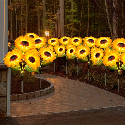 Solar Garden Lights Sunflower Stakes with IP65 Rating and 1- or 2-Piece Pack Options for Path Decor