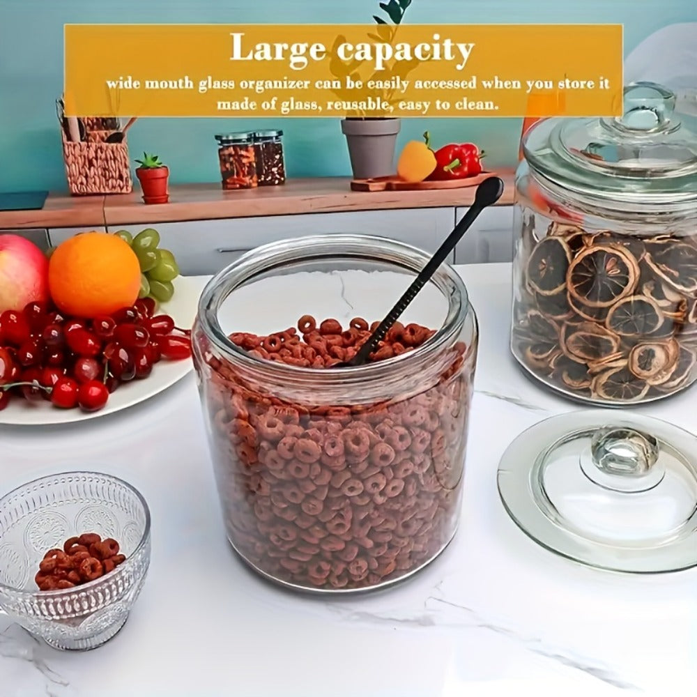 Two-Piece Round Glass Pantry Jar Set with Flip-Top Lids for Cookies, Candy and Pasta Storage