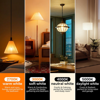 A19 LED Light Bulbs, 9W E26 12-Pack with 800-Lumen Marking in 2700K, 3000K, 4000K or 5000K