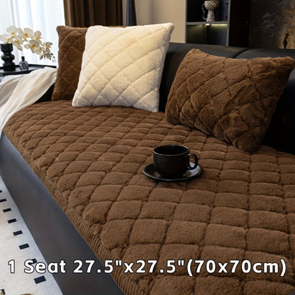 Sofa Cover Plush-Texture Cushion Panels in Pillowcase and 1, 2, 3 or 4-Seat Dimensions in Four Colors