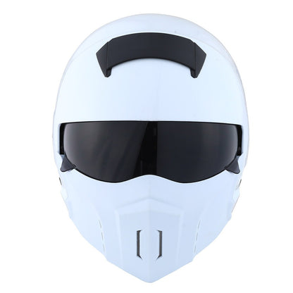 Motorcycle Helmet Convertible Full/Open-Face Shell with Detachable Mask, Smoked Shield, S-XL Sizes and Multiple Styles