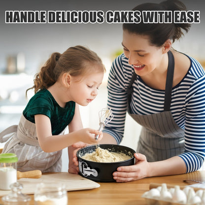 Springform Cake Pan Set, Nonstick Carbon Steel Cheesecake Pan with Removable Bottom & Locking Latch, Round Springform Pan for Cheesecake Pizza Quiche Mousse, 4-Inch Set or 4"/7"/9" 3-Piece Set
