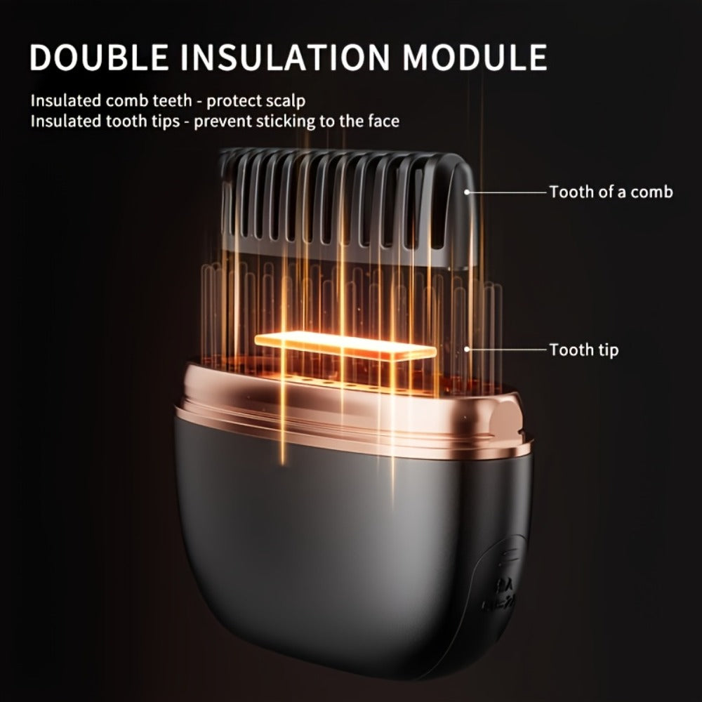 Mini Cordless Hair Straightening Comb with 2000mAh Label, Black or Pink Finish and USB Charging Cable