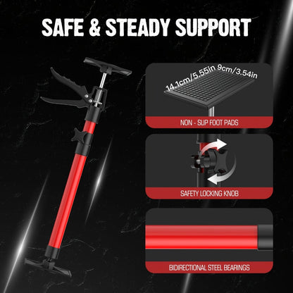 Telescopic Support Rod Adjustable 11.8-114in 154 lb Heavy Duty Anti-Slip Third Hand Support System 2pcs Drywall Lifting Cabinet Jack Wardrobe Installation Prop Tool-Grade Support Kit