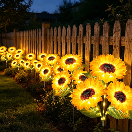 Solar Garden Lights Sunflower Stake Lanterns, IP44 with 1- or 2-Piece Variant Options for Lawn Decor